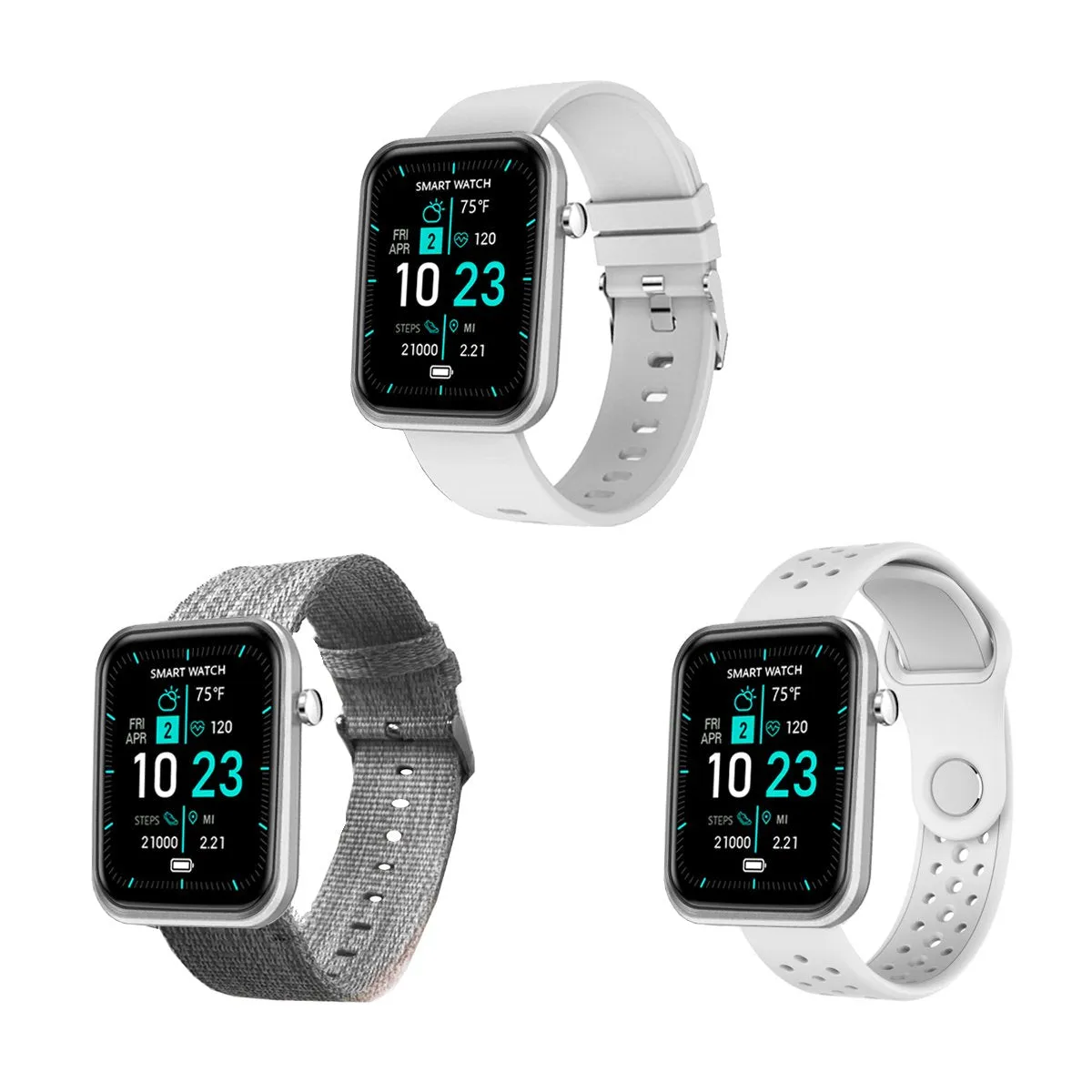 Smartwatch With Three Bands And Wellness   Activity Tracker