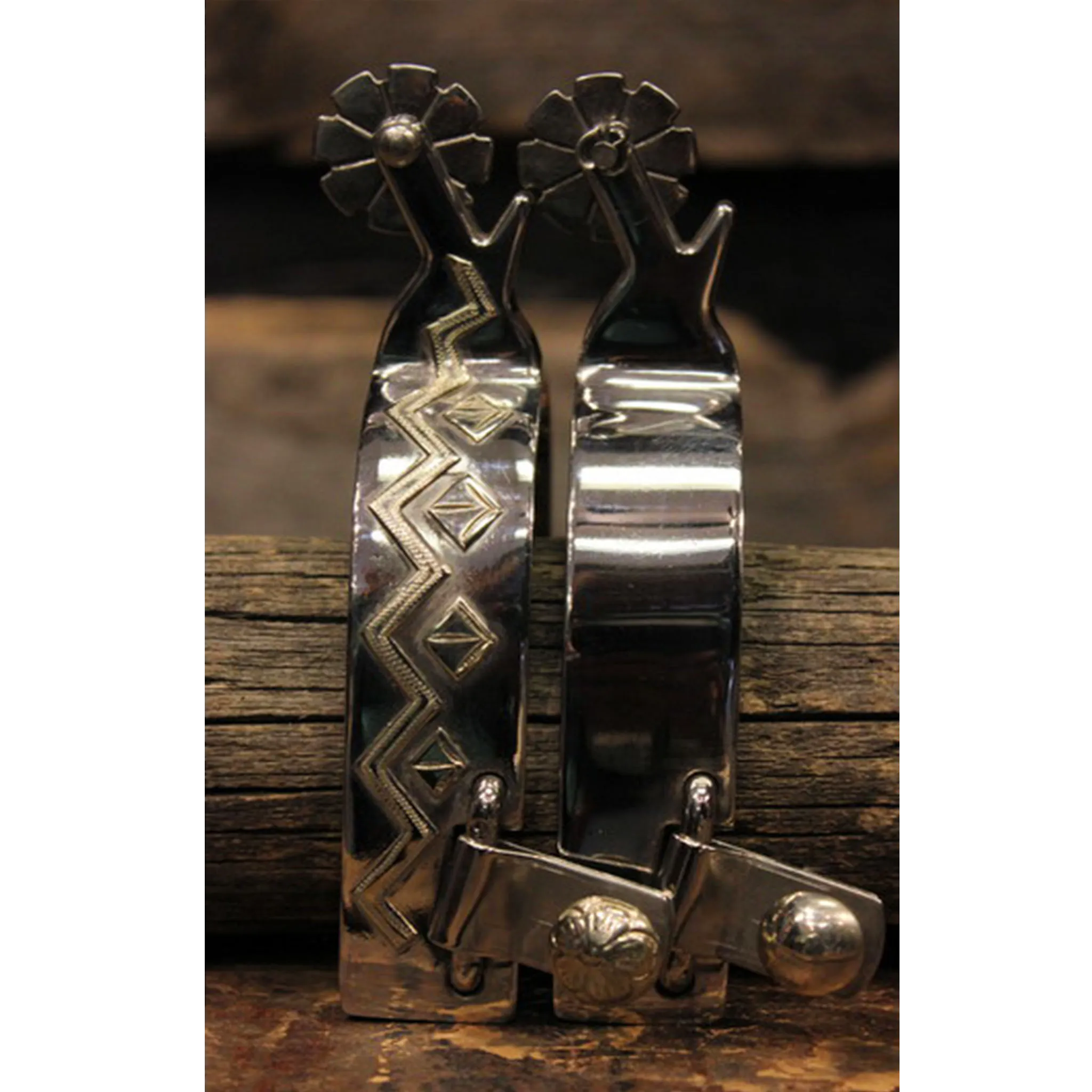 Steel Aztec Band Spurs