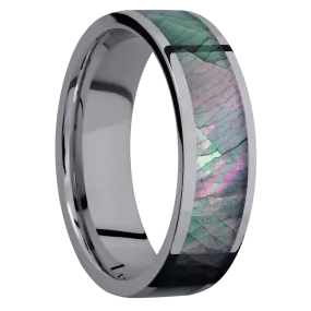 Tantalum with Polish Finish and Black Mother of Pearl Inlay
