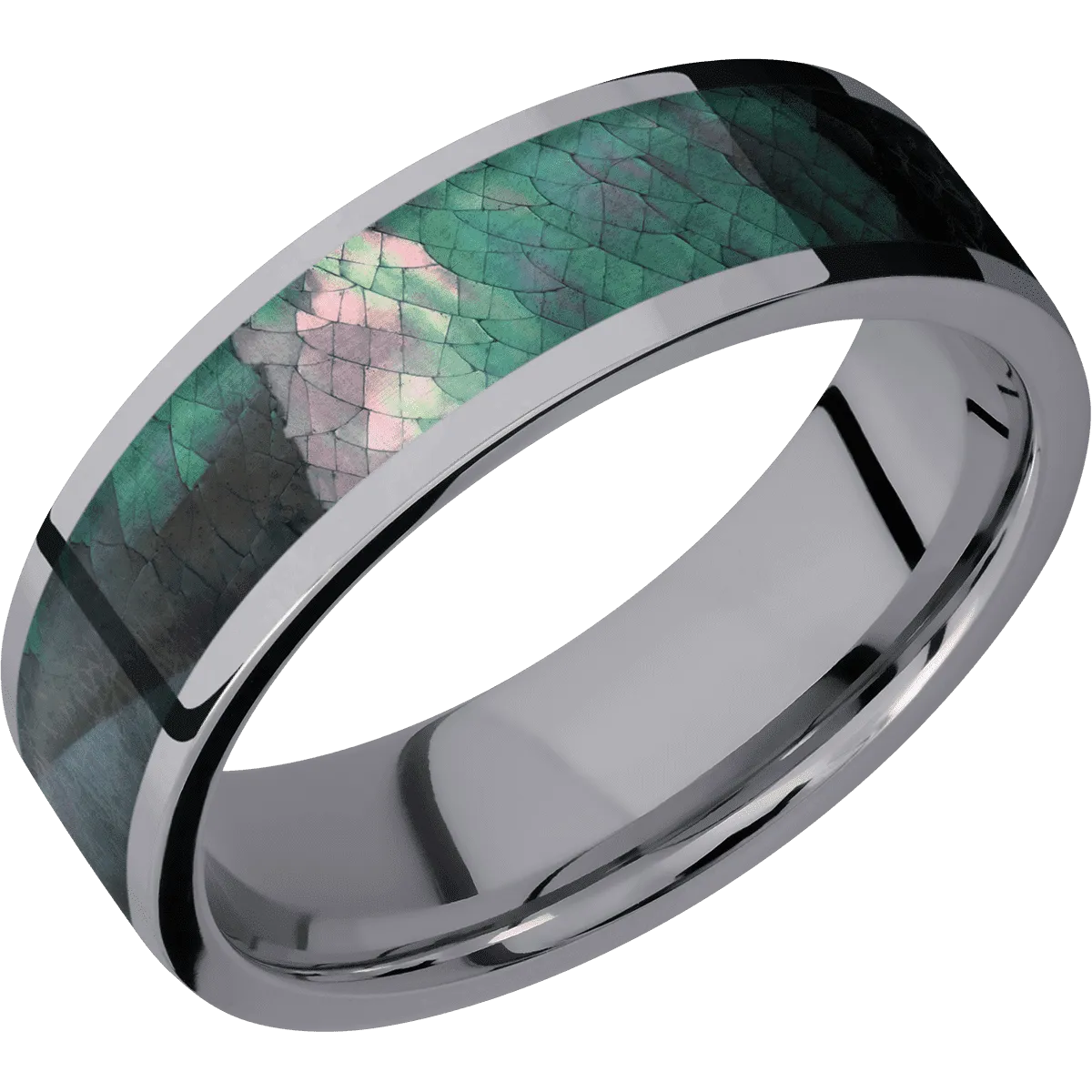 Tantalum with Polish Finish and Black Mother of Pearl Inlay