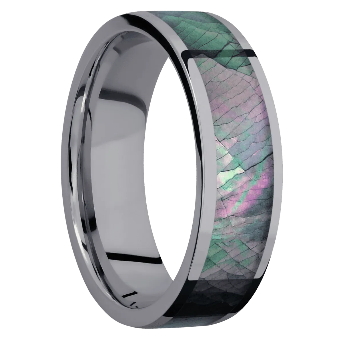 Tantalum with Polish Finish and Black Mother of Pearl Inlay