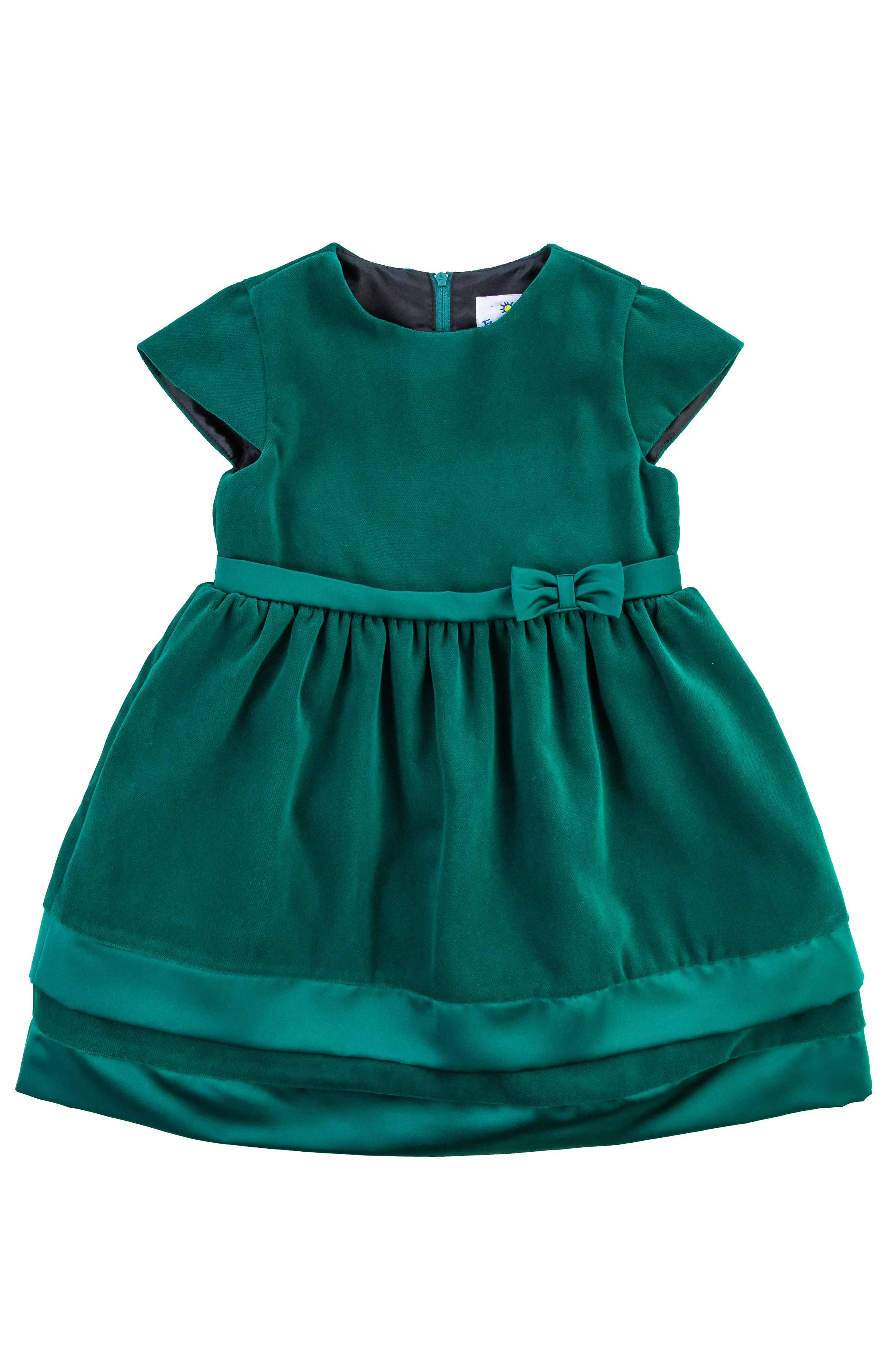 Velvet Dress With Satin Hem Bands