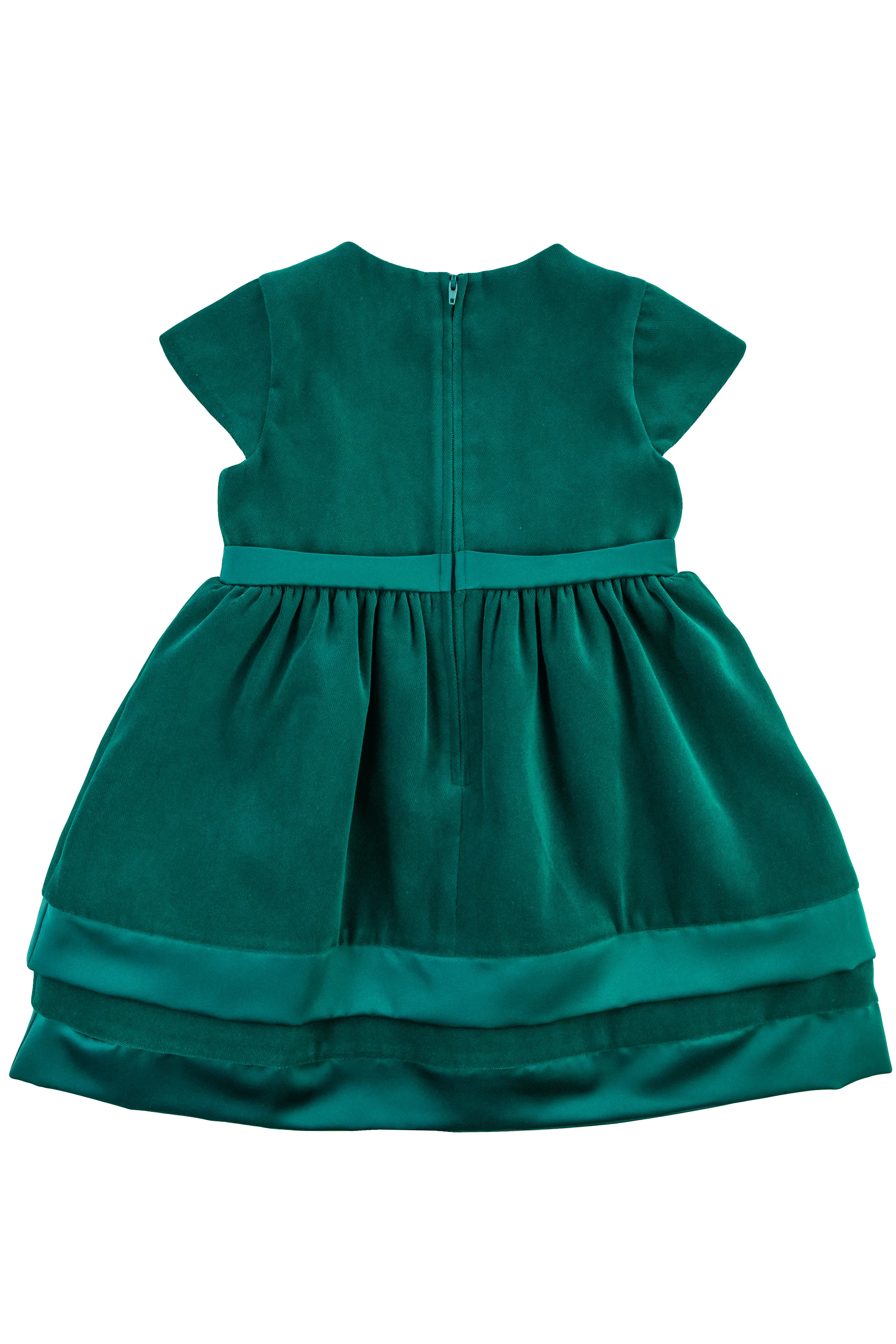 Velvet Dress With Satin Hem Bands