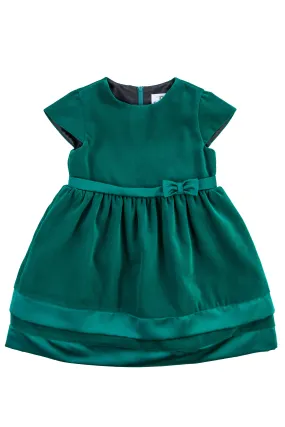 Velvet Dress With Satin Hem Bands