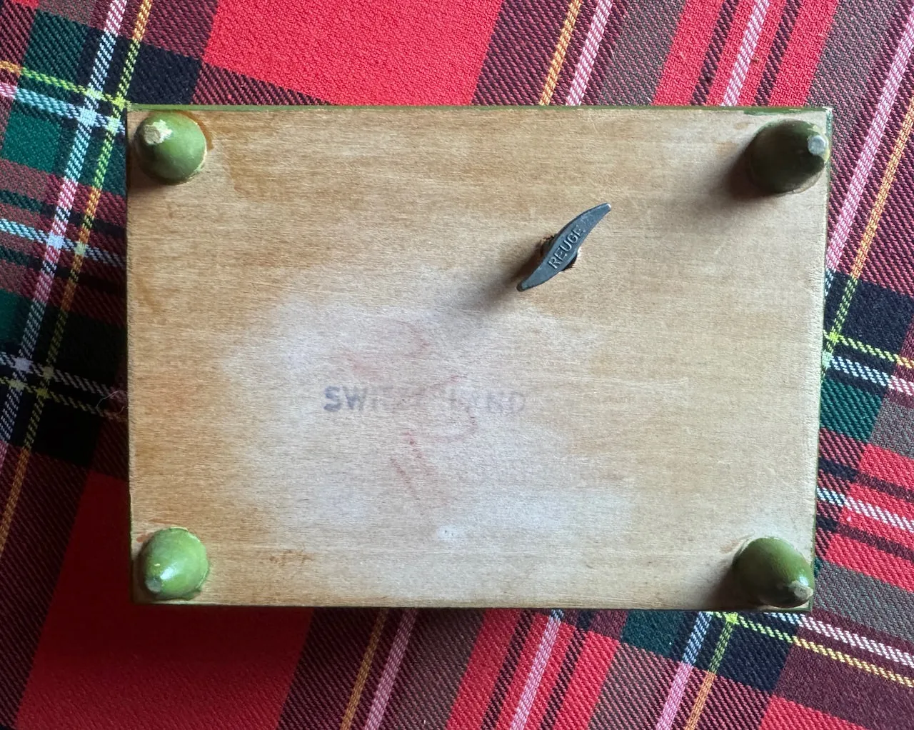 Vintage Reuge Switzerland Swiss Wooden Musical Jewelry Box