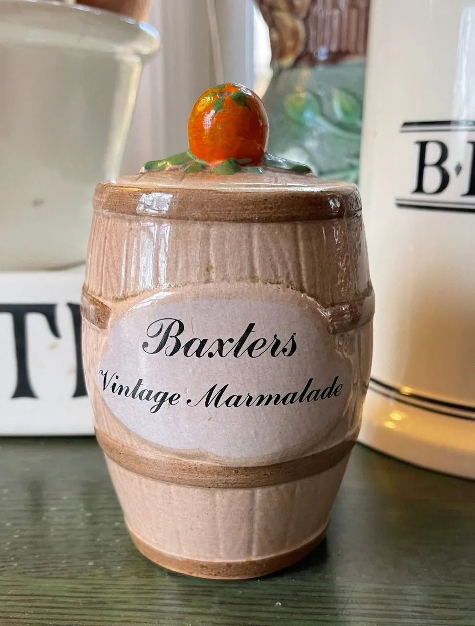 Vintage Scottish Black Transferware Advertising Baxters Orange Marmalade Jar