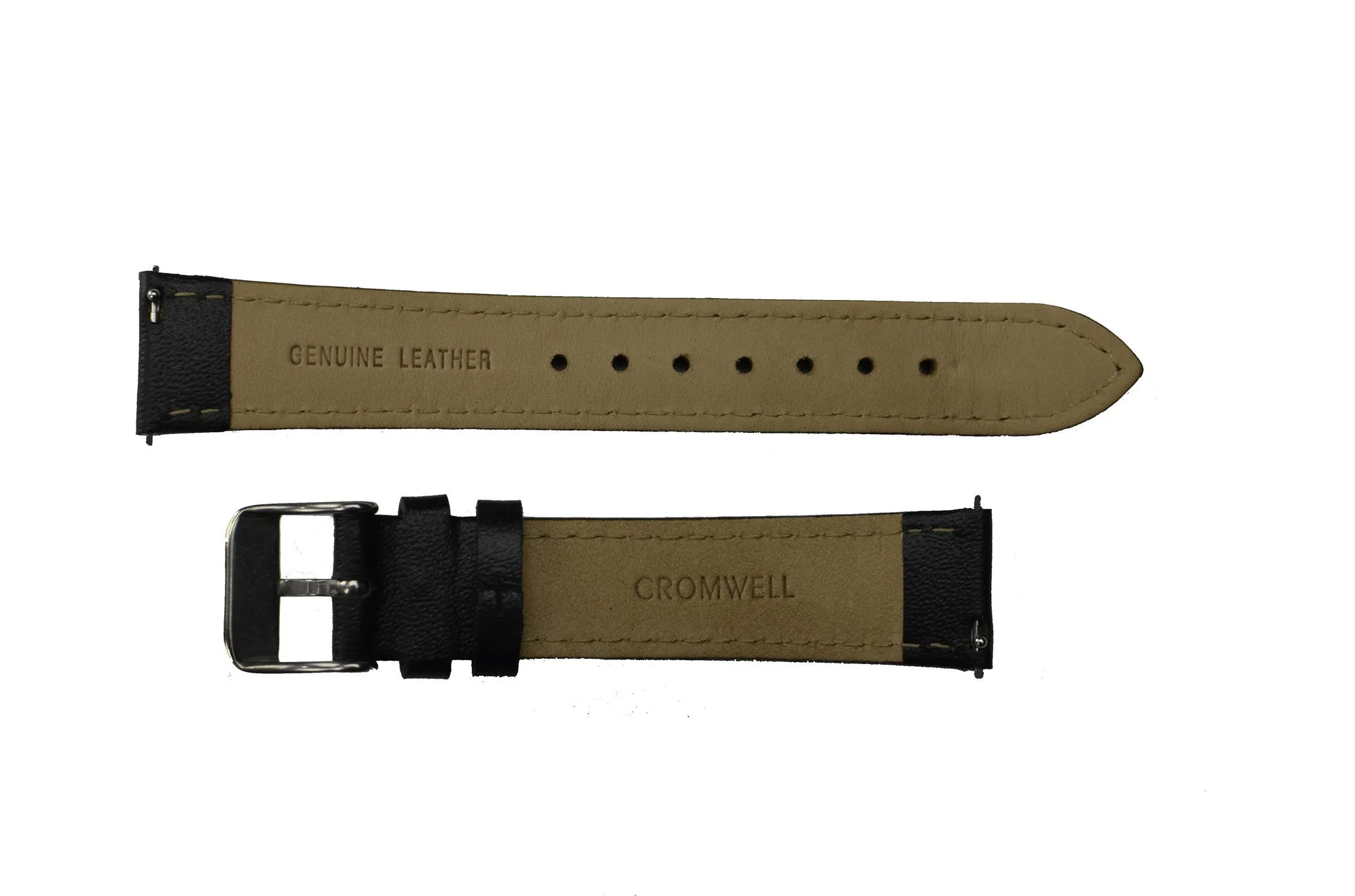 Watch Band- 18mm Black w/Silver Buckle (For 36mm and 38mm watch cases)