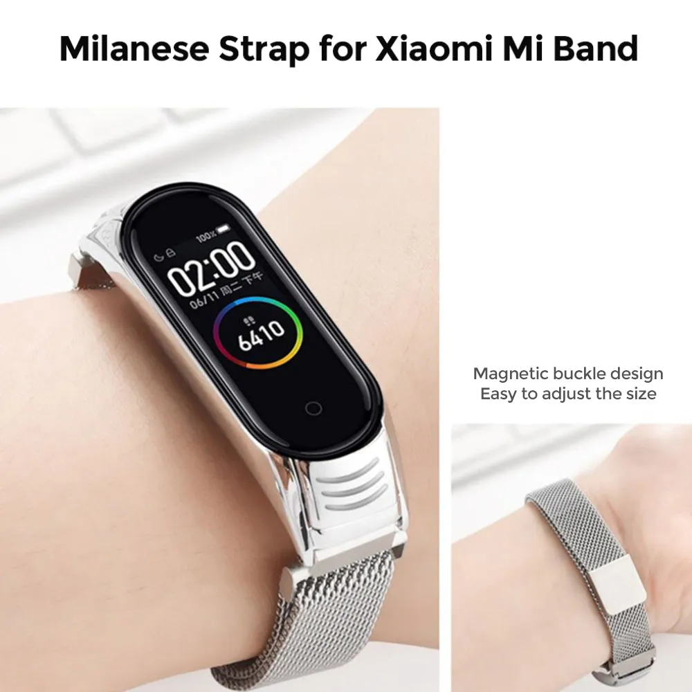Xiaomi Band  7/6/5  | Milanese Watch Band Strap | Silver