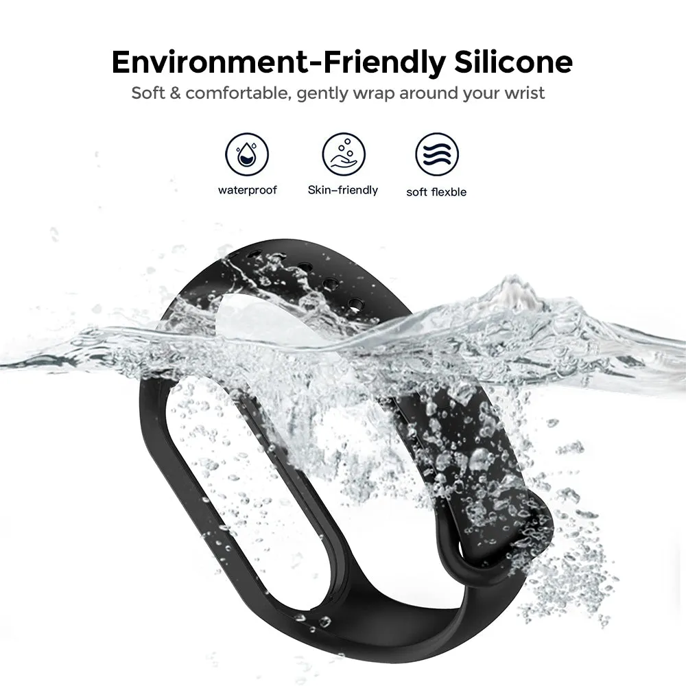 Xiaomi Mi Band 6 / 5 | Silicone Watch Band Strap  [Pack Of 3]  | White/Pink/Grey