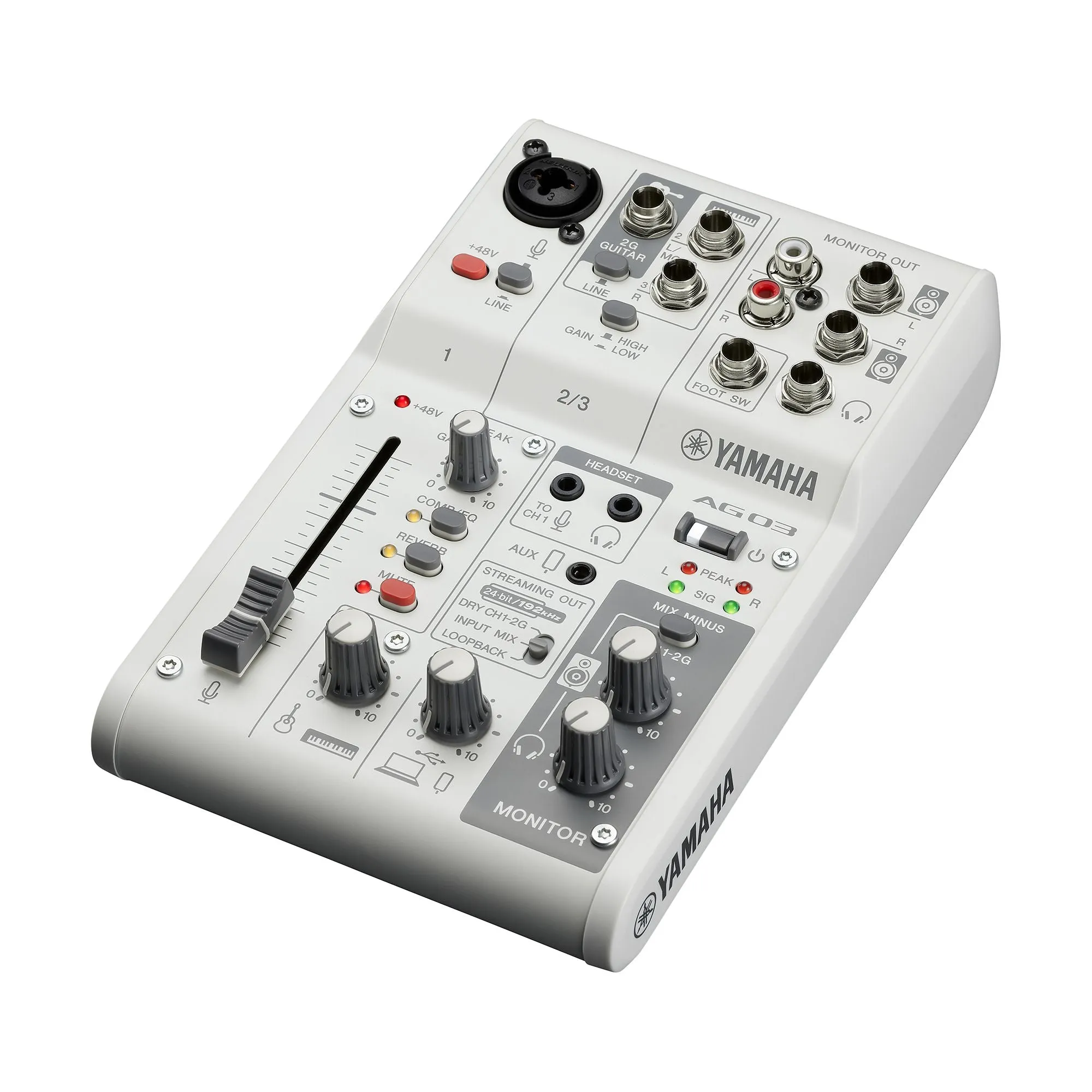 Yamaha AG03 Mk2 3-channel Mixer and USB Audio Interface - White