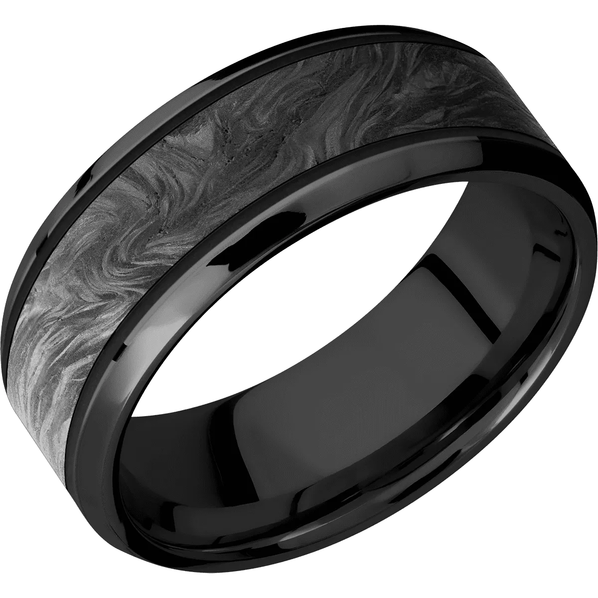 Zirconium with Polish , Polish Finish and Forged Carbon Fiber Inlay