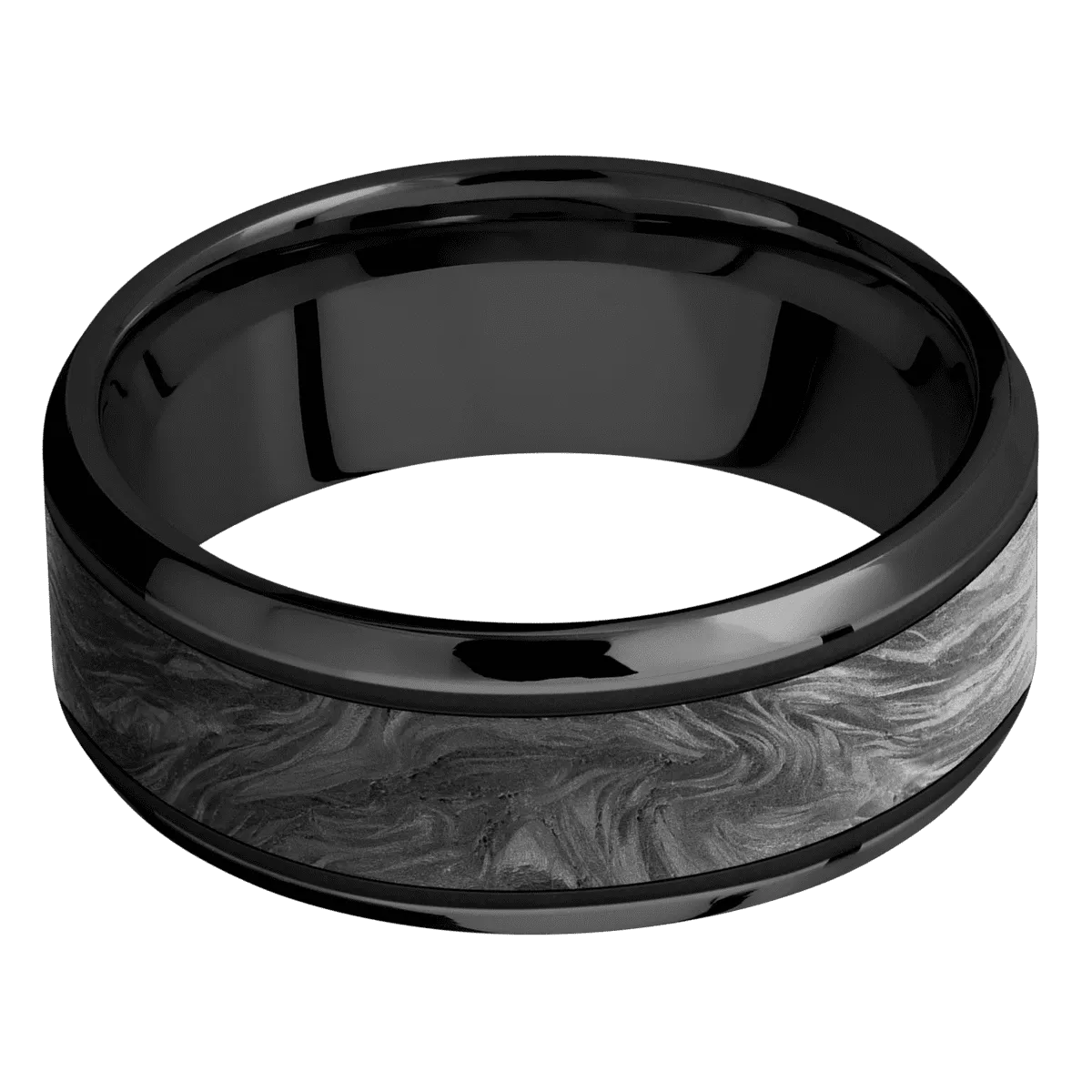 Zirconium with Polish , Polish Finish and Forged Carbon Fiber Inlay