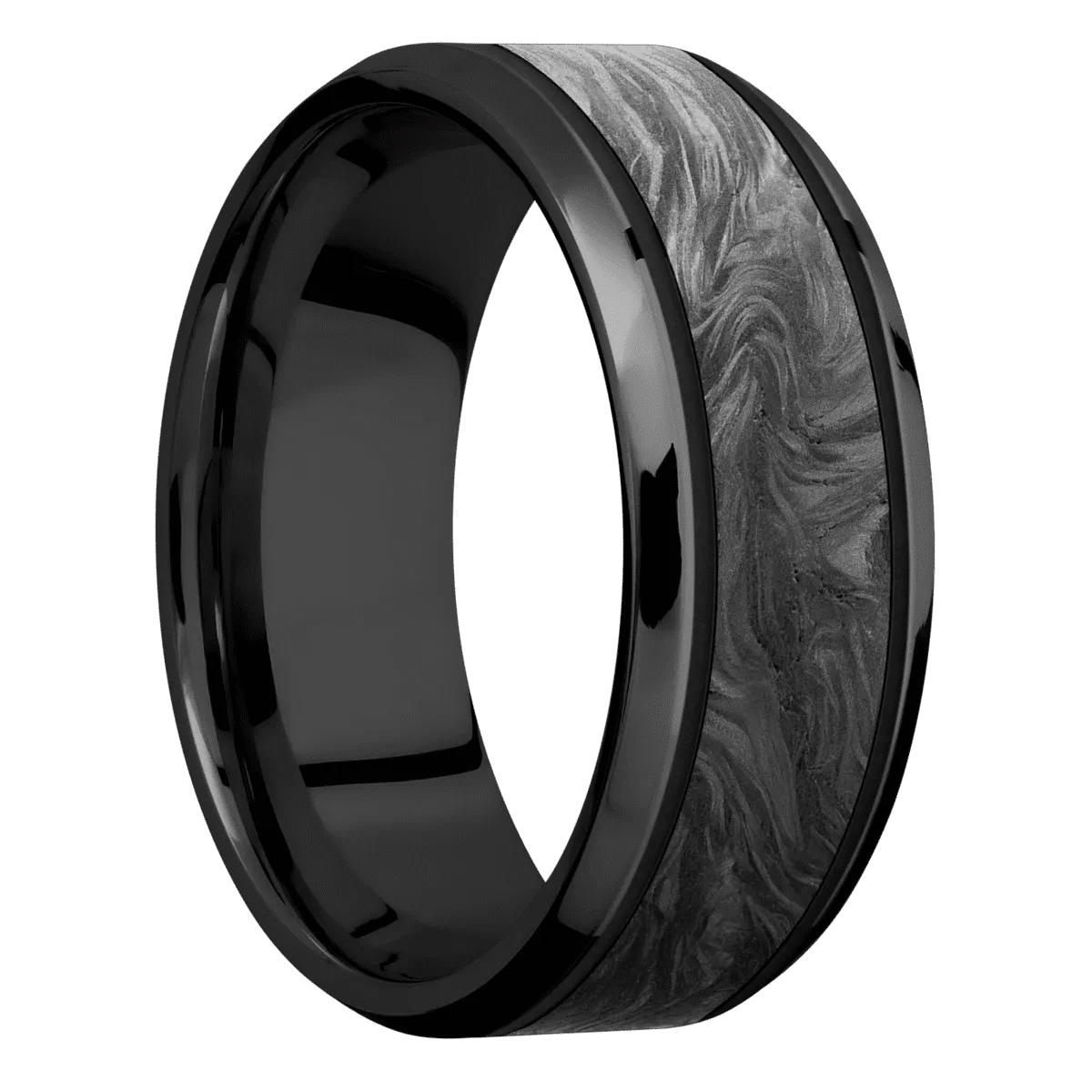 Zirconium with Polish , Polish Finish and Forged Carbon Fiber Inlay