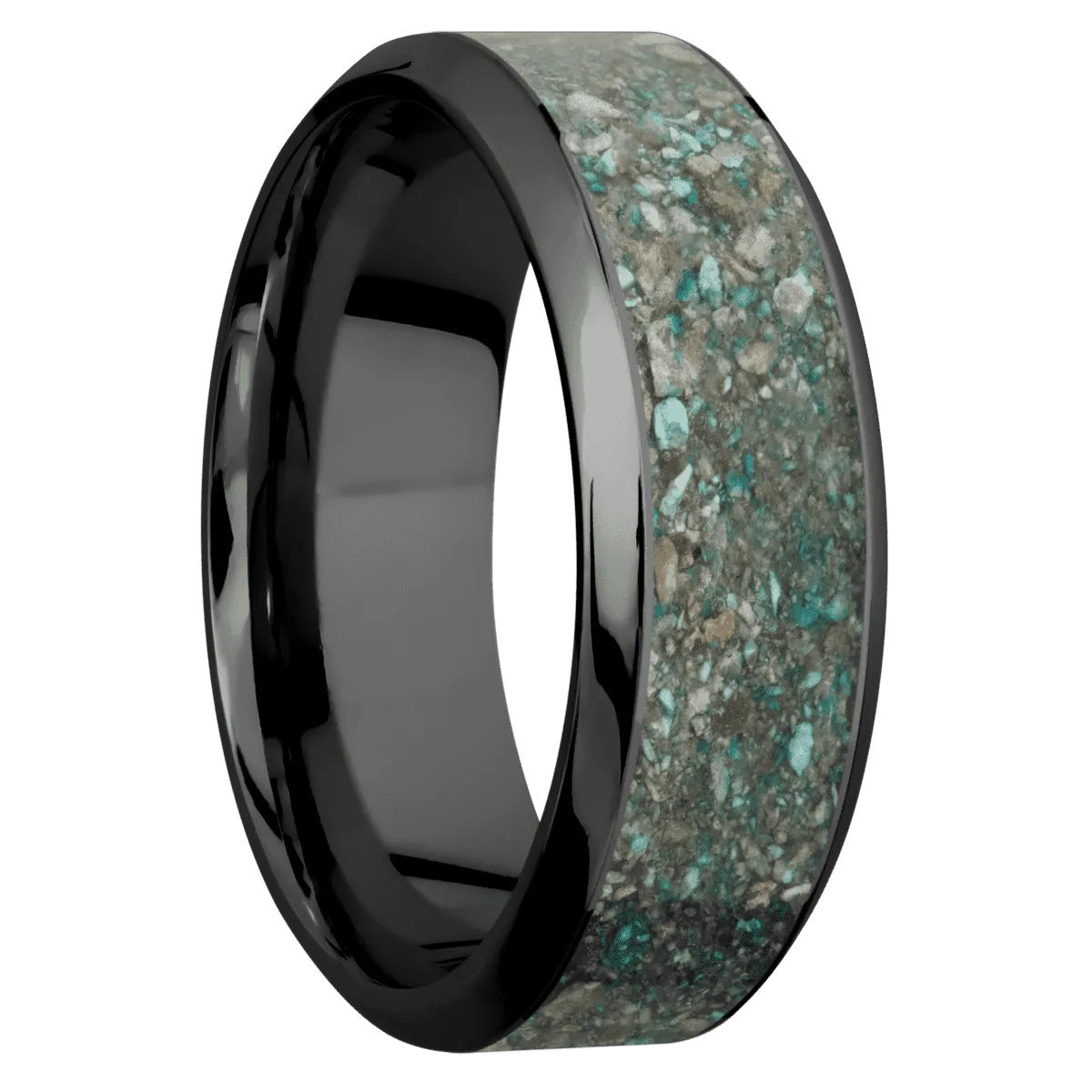 Zirconium with Polish , Polish Finish and Ocean Jasper Inlay