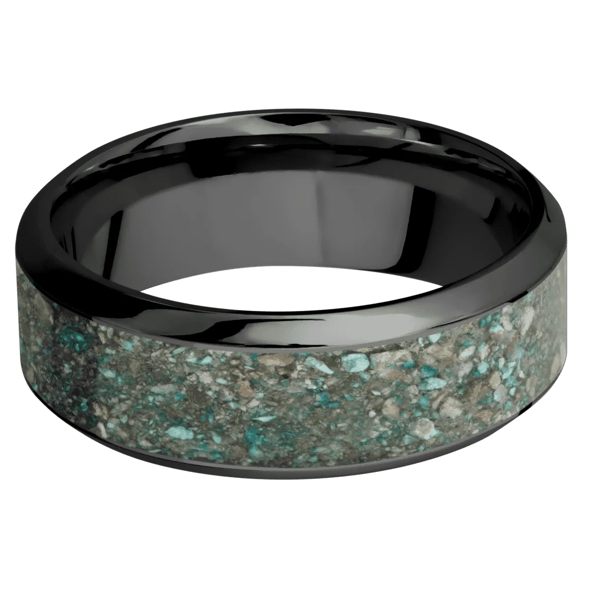 Zirconium with Polish , Polish Finish and Ocean Jasper Inlay