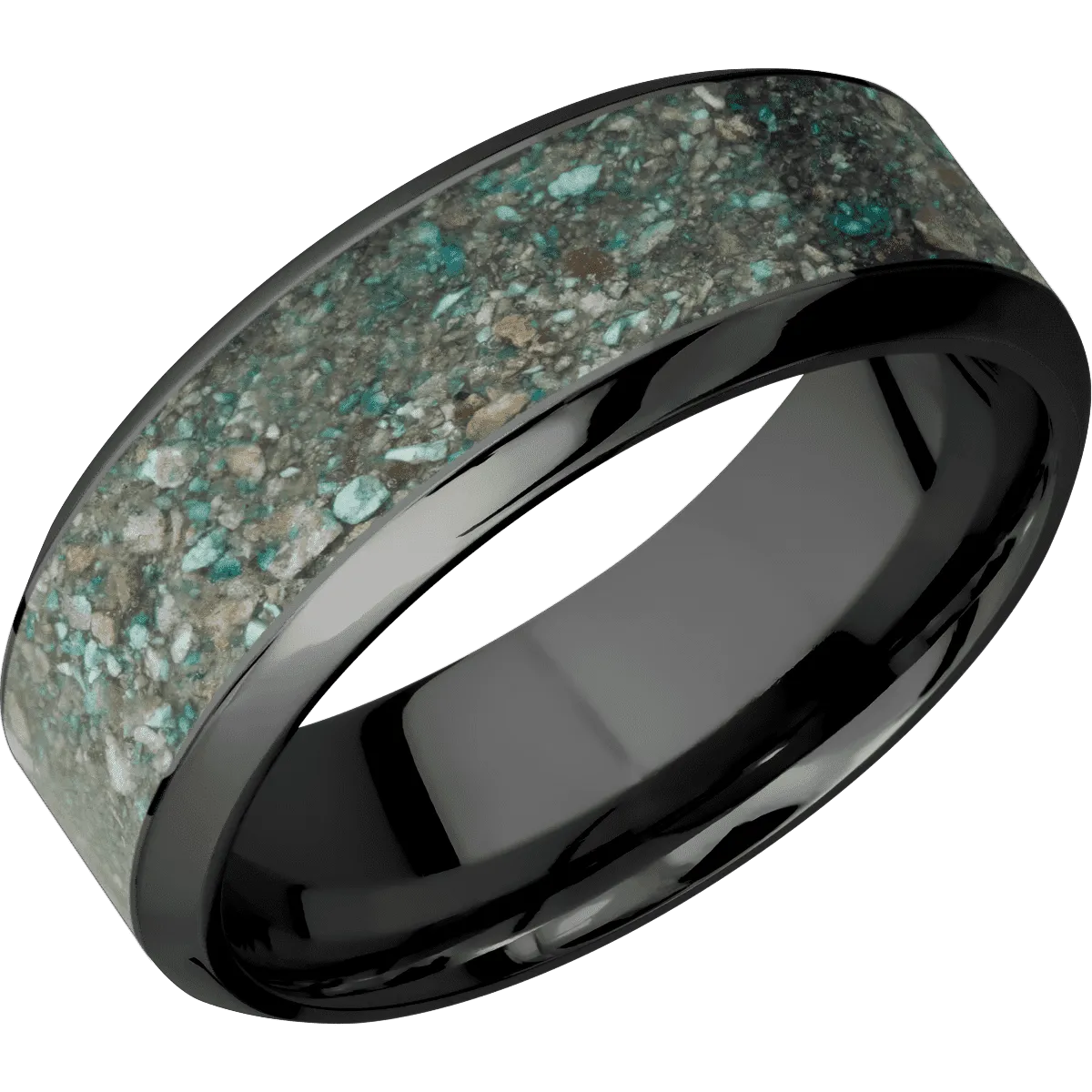 Zirconium with Polish , Polish Finish and Ocean Jasper Inlay